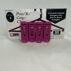 NEW 4 Tamor Pow'r Grip Clips Coverts Tubular Hangers To Skirt Hangers Pink USA
